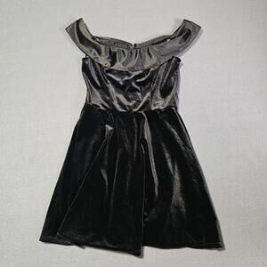 Trixxi Black Velvet Satin Mini Party Dress Small Short Sleeveless Little Sexy